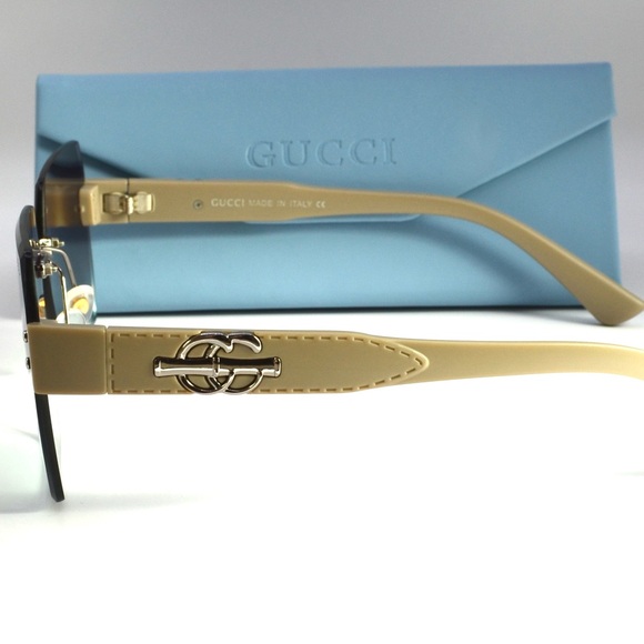 Gucci Women Rimless Sunglasses | Silver/Beige | Gradient Lens | New | No Tags main image 6